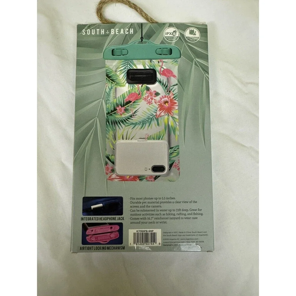 South Beach Waterproof Dust Sand Cell Phone Case Flamingo -New Airtight …